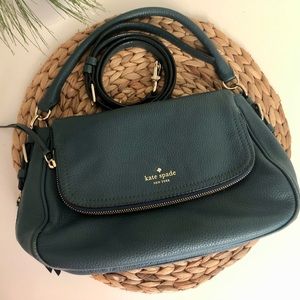 Kate Spade Crossbody Purse Dark Emerald Green Festive Holiday Bag - EUC